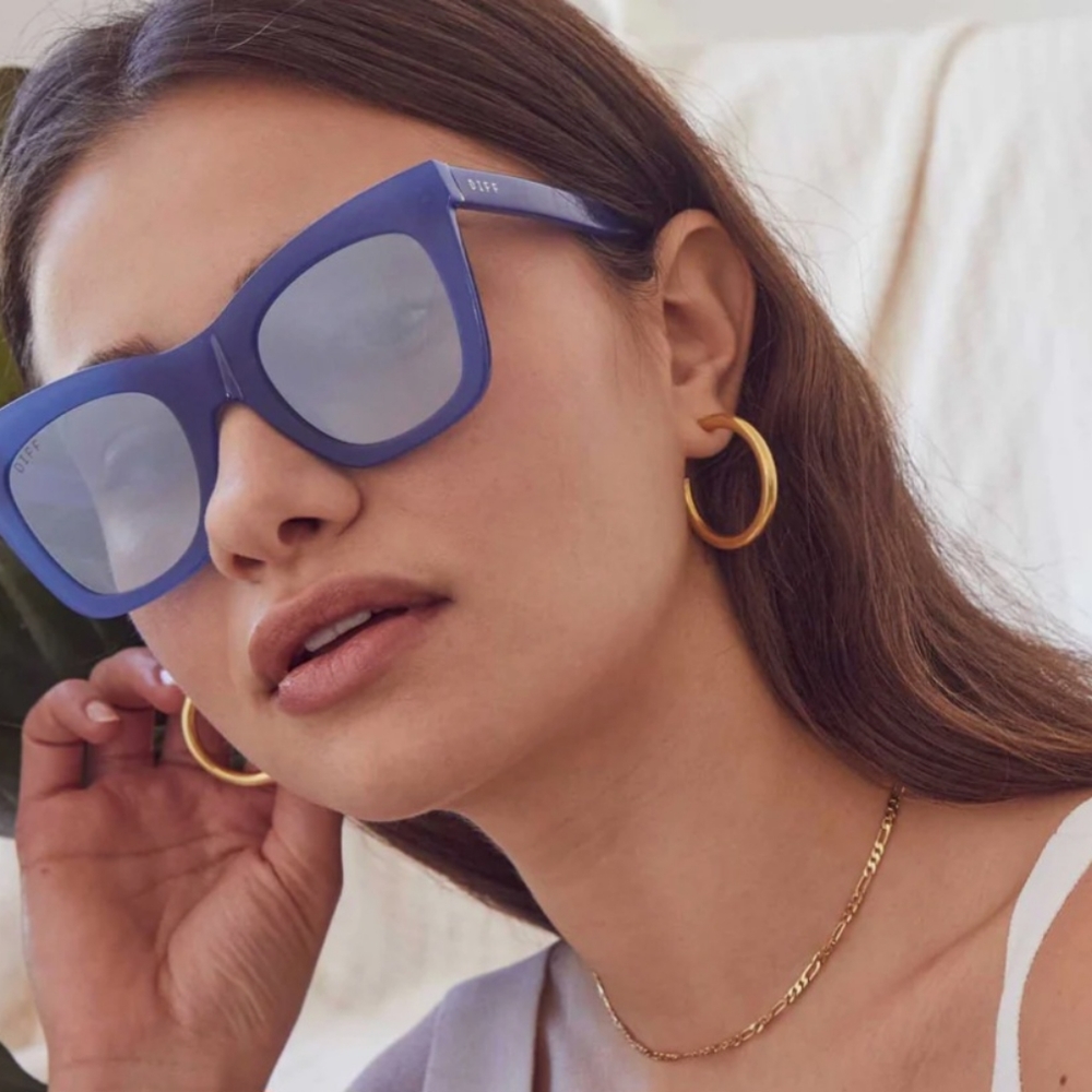 DIFF Sunglasses Mirrored Lens Baby Blue